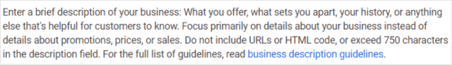 Google My Business Description Guidelines