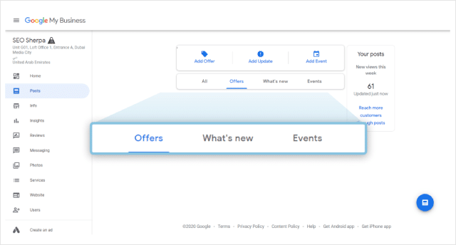 Google My Business Posts Types