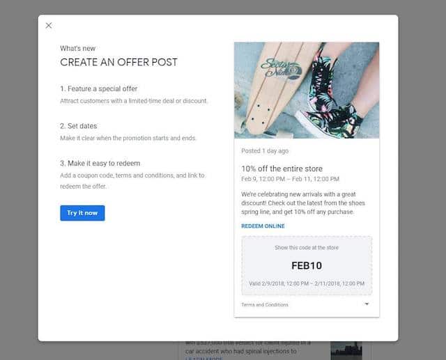 Google Posts Offer Post Type With Coupon Code