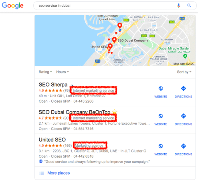 SEO Agency Google Maps Category
