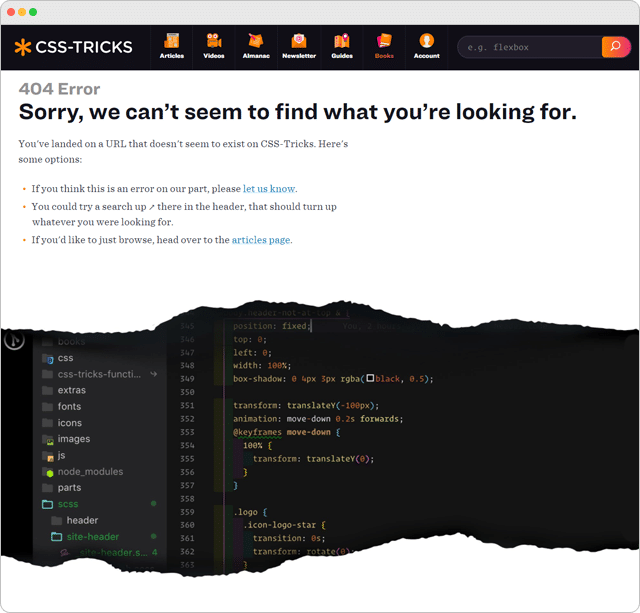 CSS Tricks 404 Error Page