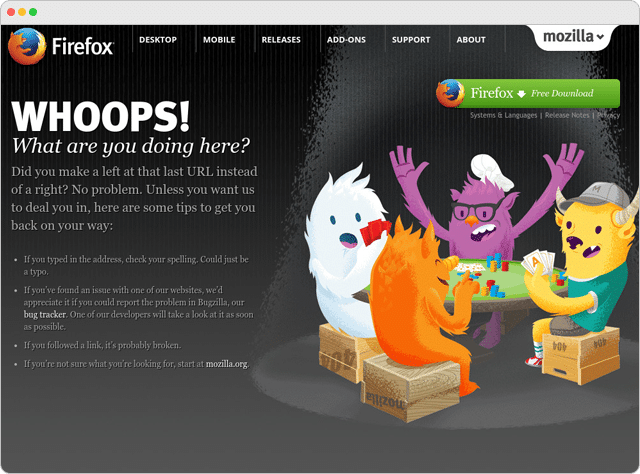 Mozilla Firefox 404 Error Page