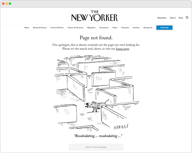 The New Yorker 404 Error Page