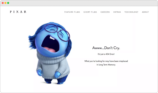 Pixar 404 Error Page