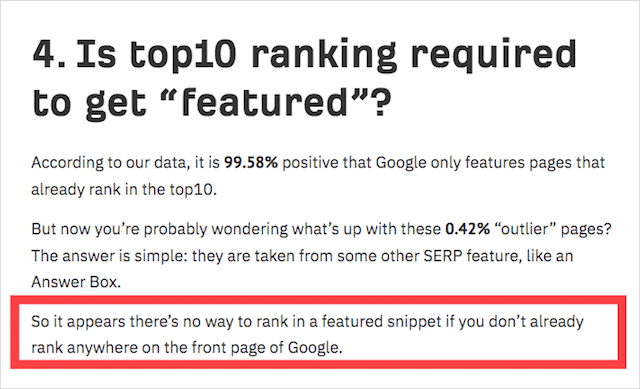 Featured Snippet Study Page One Importance