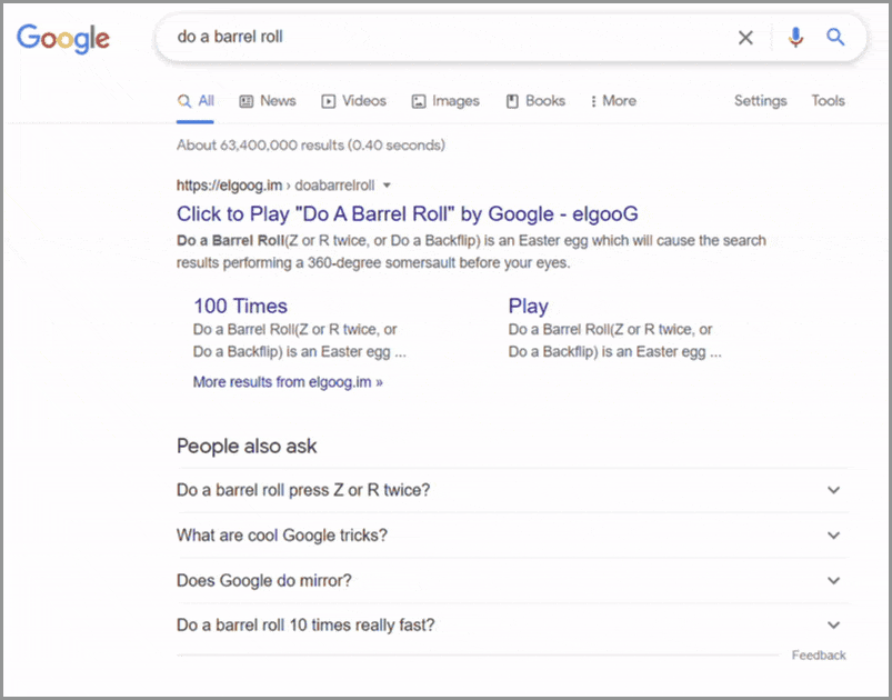 Google Search Trick Barrel Roll