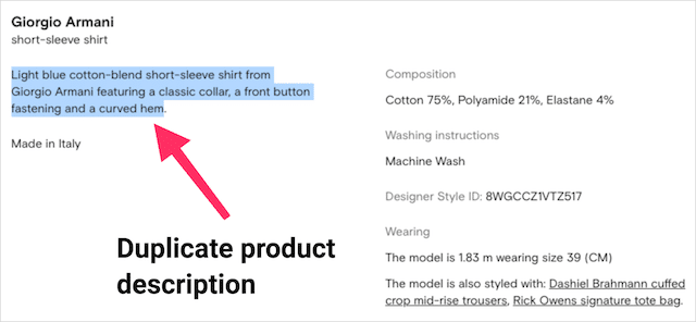 Duplicate Product Description