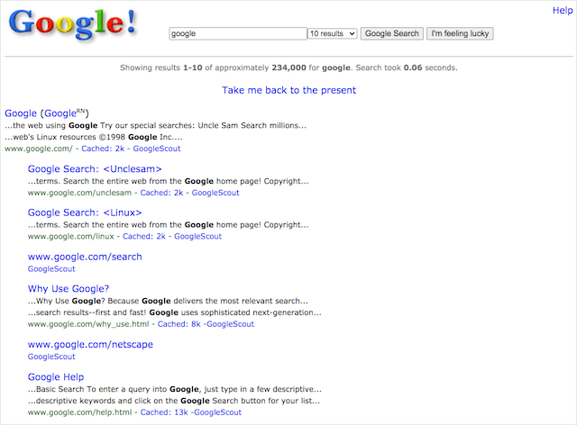 Google Search Trick 1998
