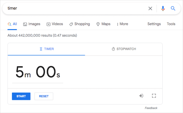 Google Search Trick Timer