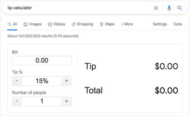 Google Search Trick Tip Calculator