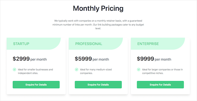 Link Building Services Pricing