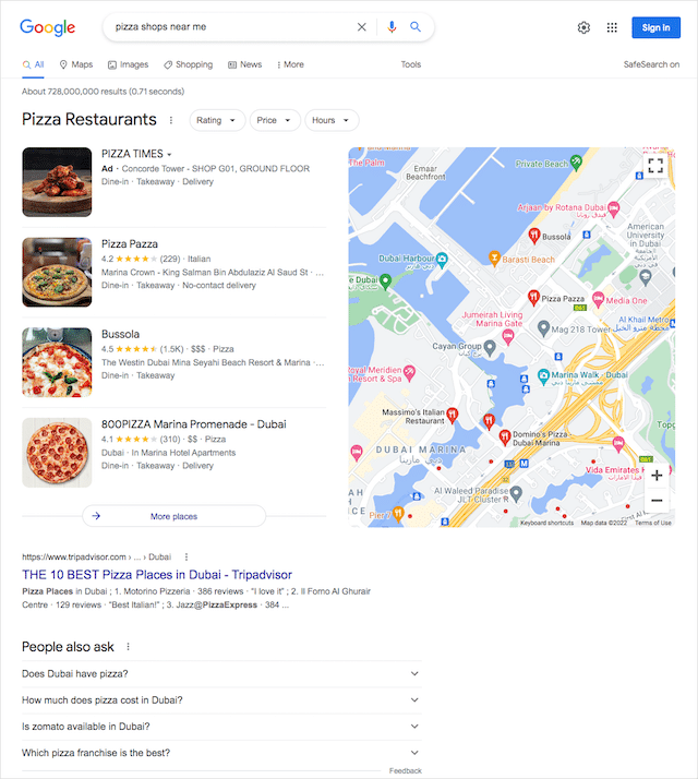 Pizza Shops Near Me Local Search Result