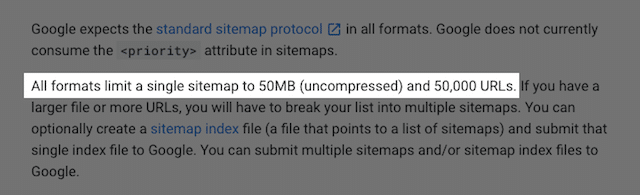 Sitemap Filesize Limit