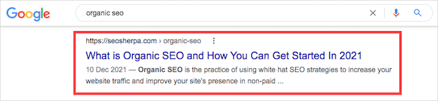 Organic Search result