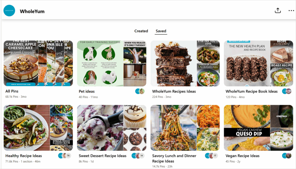 Example of pinning pins on your profile