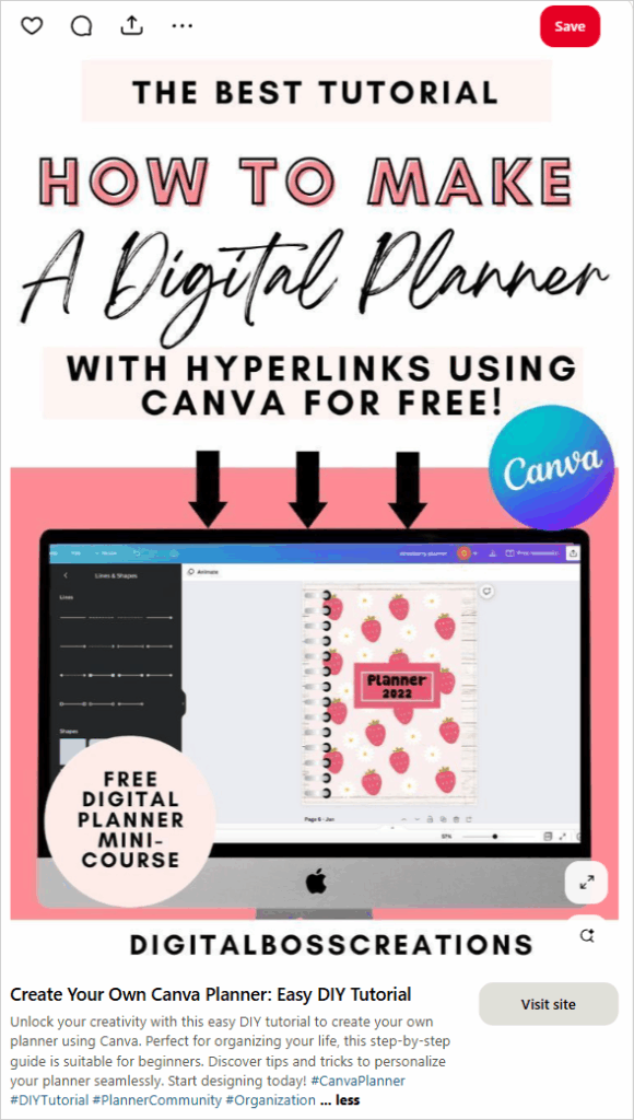 Screenshot of Pin titled ‘How to Make a Digital Planner