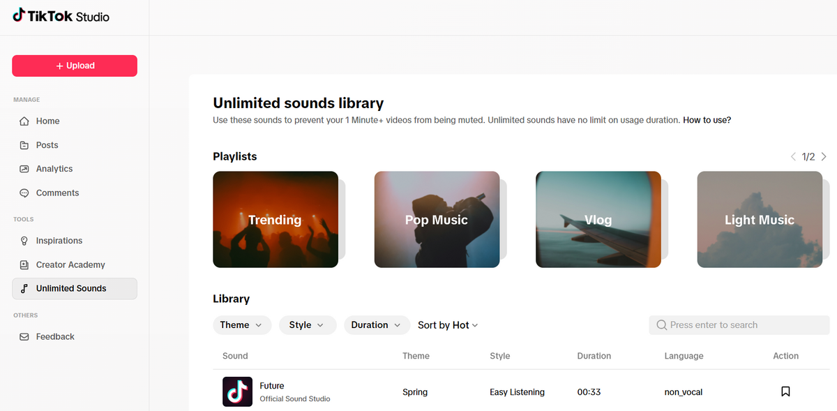 screenshot of tiktok studio