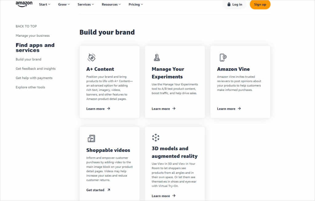 Screenshot of the Amazon Brand Analytics webpage