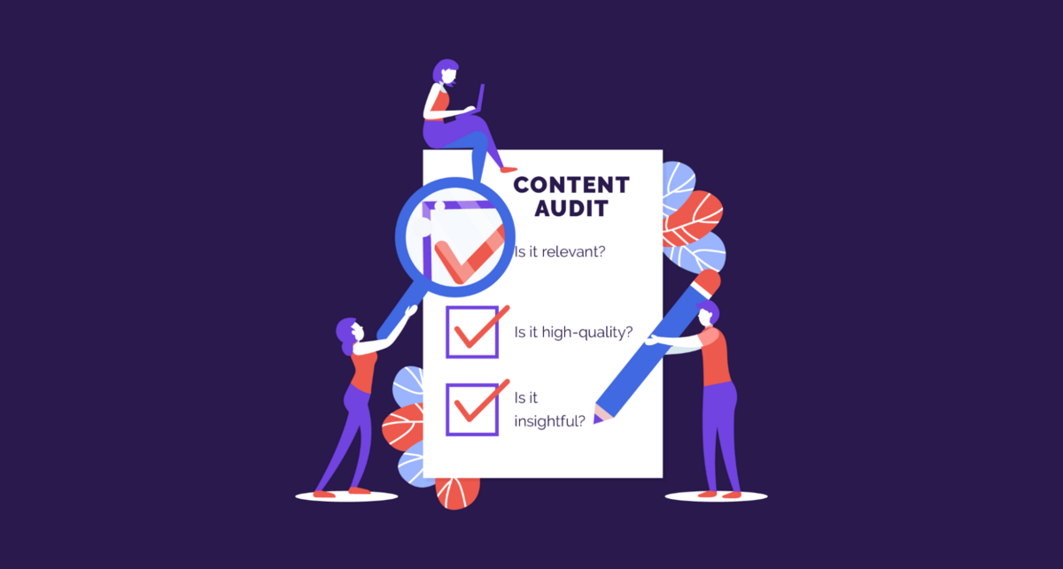 Illustration of a content audit for youtube highlighting what to check for.