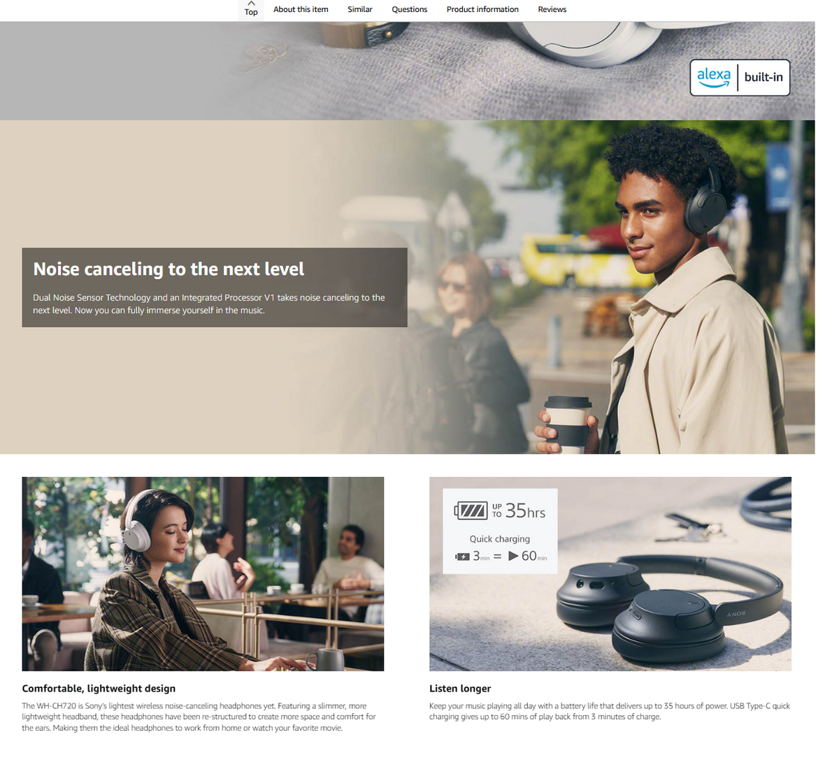 Amazon A+ Content page with lifestyle images and feature call-outs
